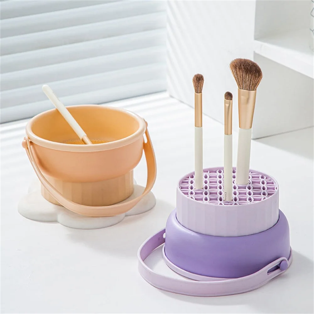 Makeup Brush Folding Cleaning Bowl Cosmetic Powder Puff Beauty Egg Eyeshadow Brush Scrubber Women Makeup Cleaner Drying Tools