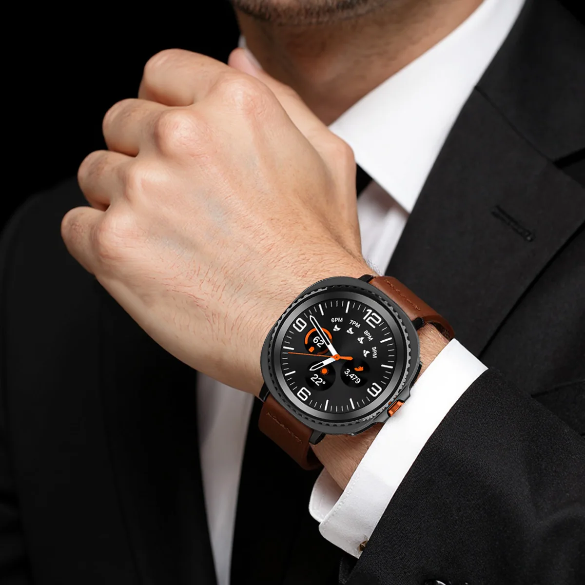 حزام جلدي لساعة سامسونج جالاكسي 8 40 مللي متر 44 مللي متر/8 كلاسيكي/الترا 2 حزام سوار لا فجوات سريعة تناسب حزام الساعات معصمه الأشرطة