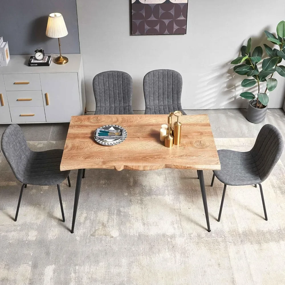 

Dining Table Set for 4 with PU Leather Chairs for Small Spaces, Modern Kitchen Table and Chairs Set