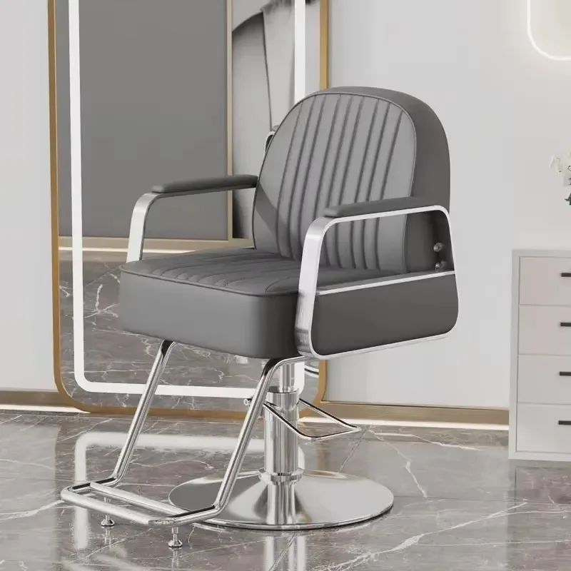 

Simple Minimalist Barber Chair Aesthetic Personalized Trendy Advanced Chair Swivel Leg Rest Armrest Cadeira Salon Furniture