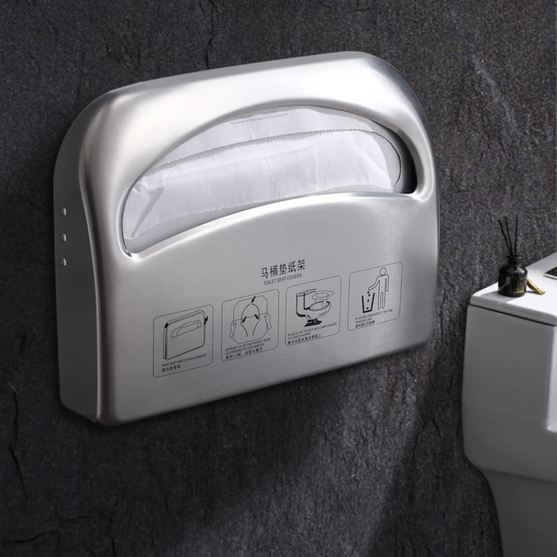 Stainless steel public toilet seat paper box disposable toilet seat tissue holder toilet hotel commercial tissue box.