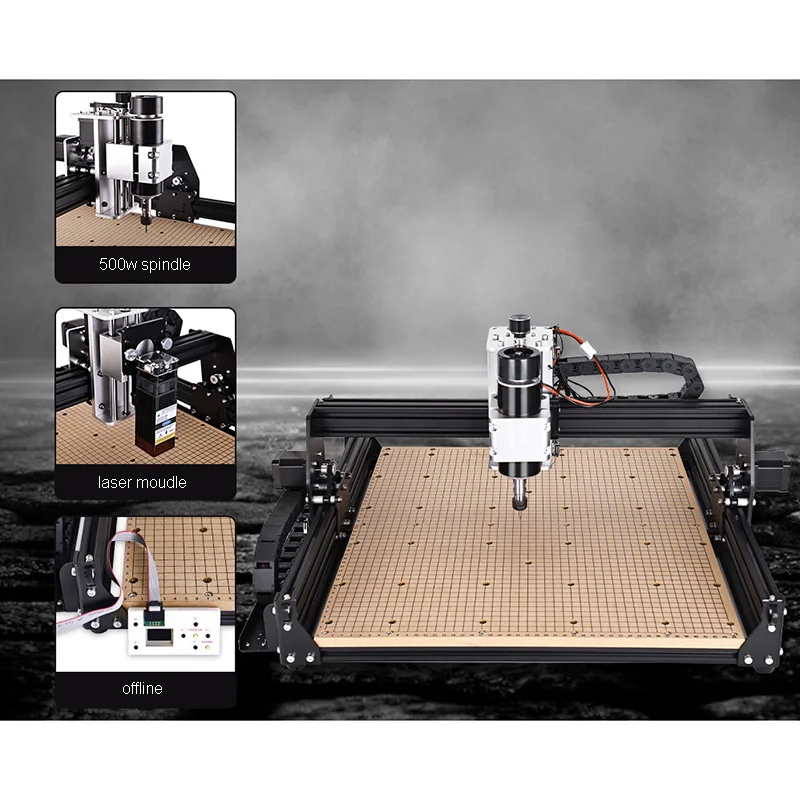 500W Spindle CNC Router Machine, 4540 3 Axis Engraving Machine 430 x 390mm Working Area GRBL DIY Milling Wood Metal Acrylic MDF