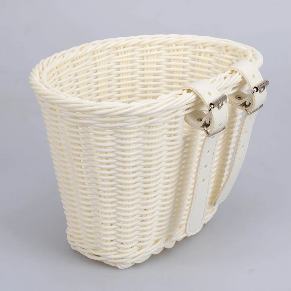 Bicycle Basket Rattan Woven Bike Storage Front Handlebar Basket Removable Waterproof Bicycle Pannier Basket Kid Bike Carrier Bag