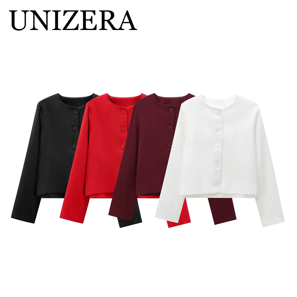 

Women's Instagram style fashionable buckle decoration solid color round neck fragrant style niche jacket