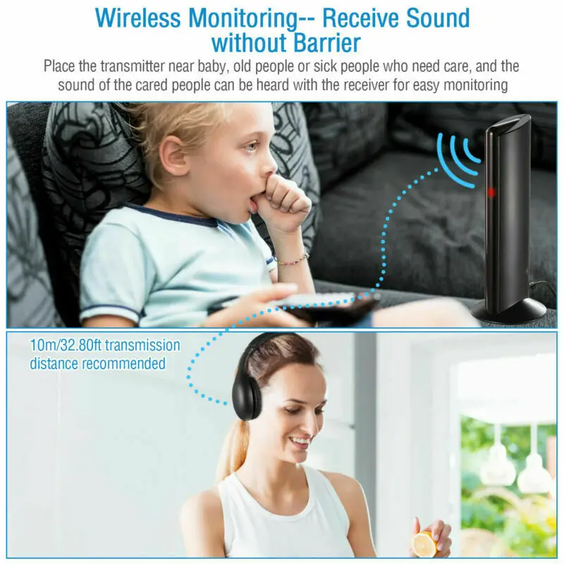 5 In 1 HiFi Wireless Headset For TV Or Computer FM Radio Earphones Noise Cancelling Headsets With Microphone Wireless Receiver