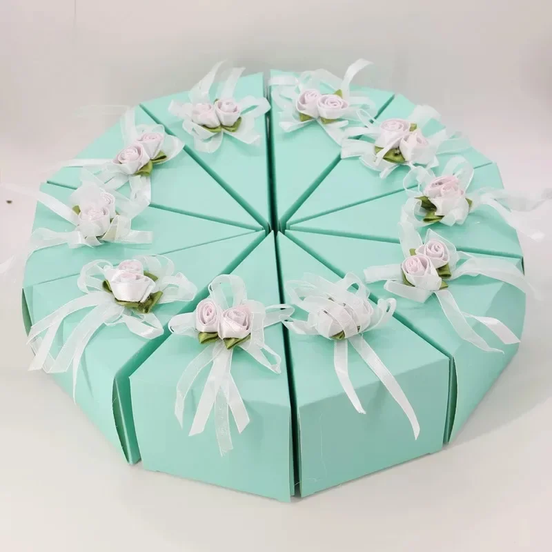 50pcs (5 cakes) sky blue / pink sweet butterfly flower Cake style Candy Boxes Wedding Favors baby shower party Paper Gifts Box