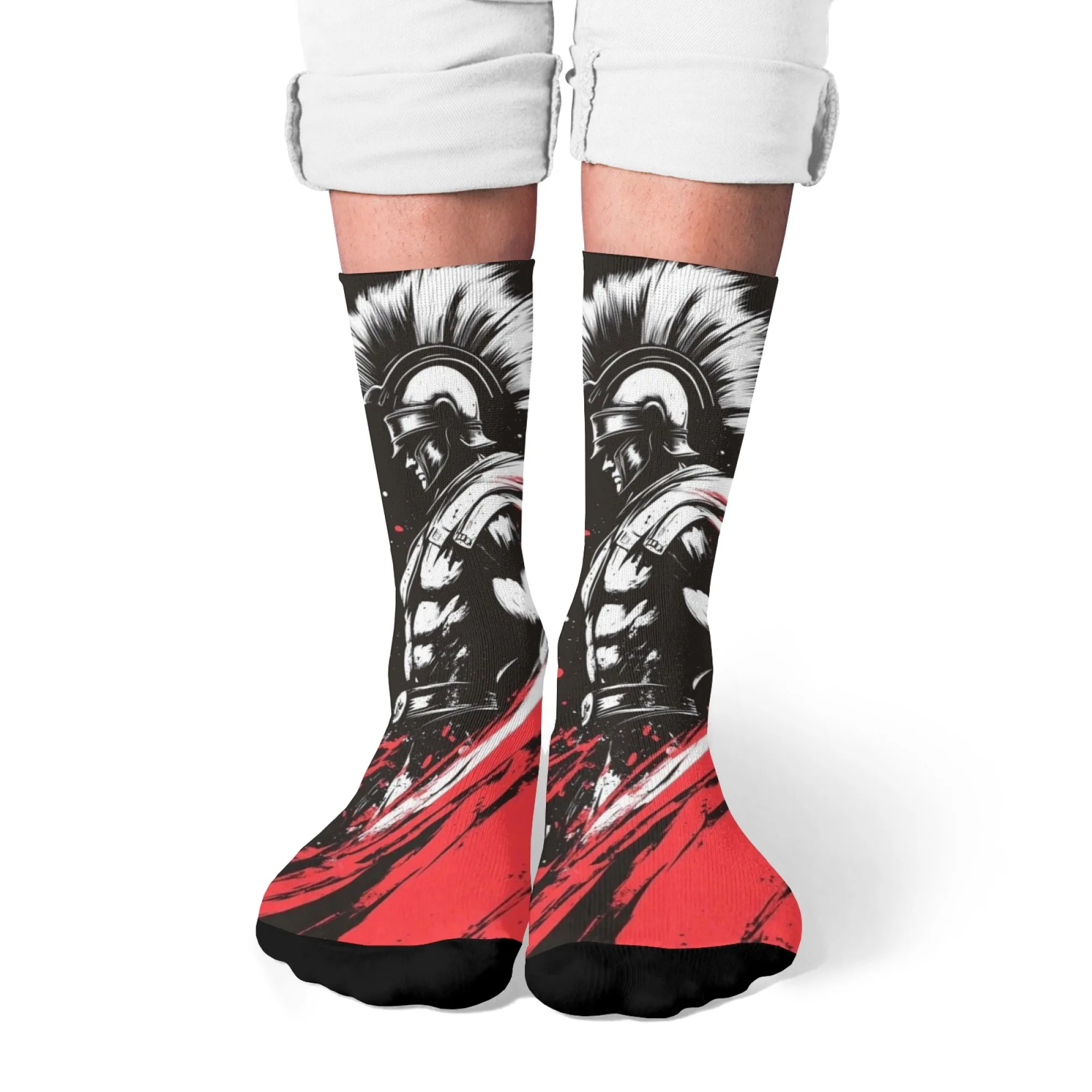 Spartan Warrior Neuheit Mode Herrensocken Hip Hop Harajuku Retro Stil Kompressionssocken Bequeme lässige Sportsocken Geschenk