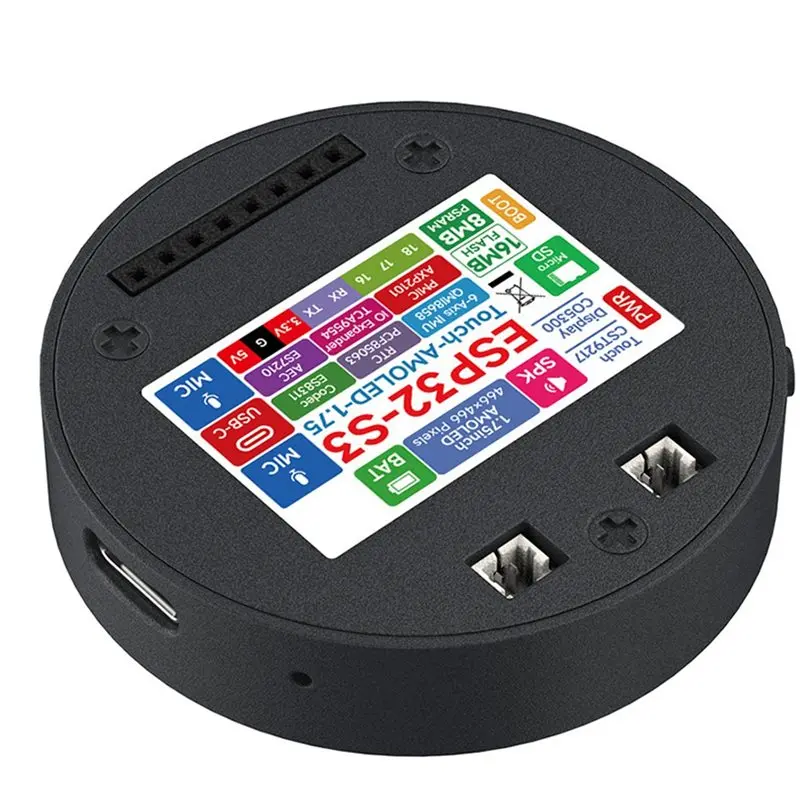 

Плата разработки ESP32-S3 с 1,75-дюймовым круглым сенсорным AMOLED-дисплеем, двухъядерным процессором LX7, разрешением 466x466, QSPI