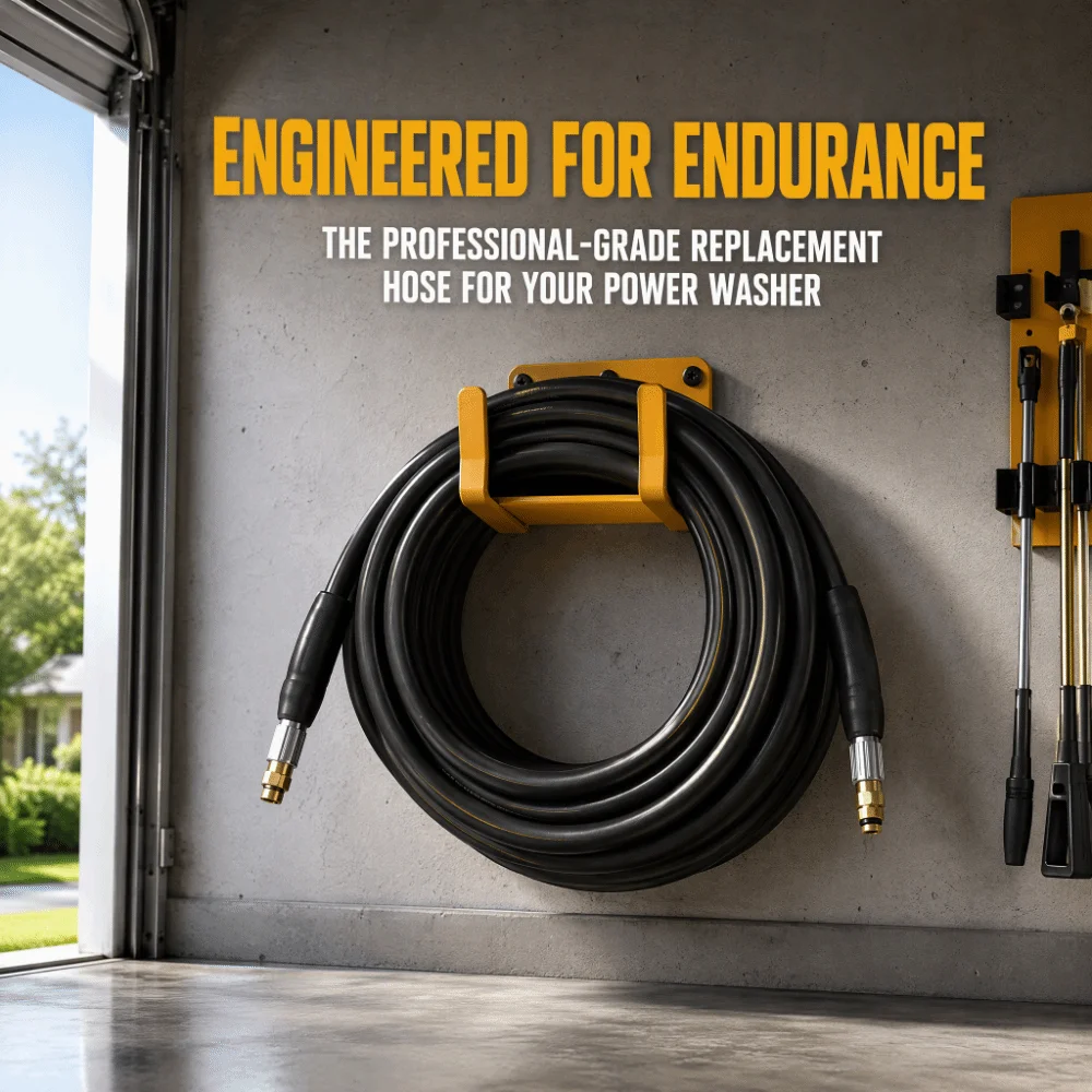 5800 PSI Pressure Washer Hose Rubber Material Quick Connect High Pressure Hose 15M 49FT Power Washer Hose Outdoor Cleaning