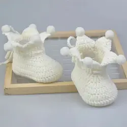 Baby Shoes Cotton Handmake Knit Newborn Girsl Boots Fashion Turned-over Bandages Edge Boys Kid First Bed Shoes Accessories 0-18M