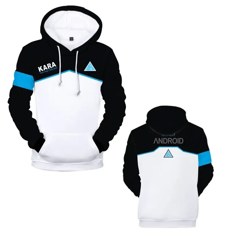 2018 ألعاب ساخنة ديترويت تصبح الإنسان ثلاثية الأبعاد طباعة هوديي البلوز كارا موحدة للجنسين فضفاض نمط هوديس البيسبول معطف سترة