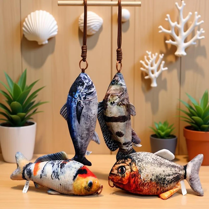 20cm Cute Simulation Fish Plush Toy Soft Stuffed Perch Clownfish Koi Angelfish Doll Keychain Pendant Kids Boy Girl Birthday Gift