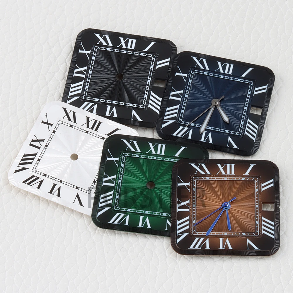 

27mm NH35 Watch Dial Square Roman Dial Blue/Black Hands for Santos NH35 NH36 NH38 Movement Watch Case Replacement Accessories