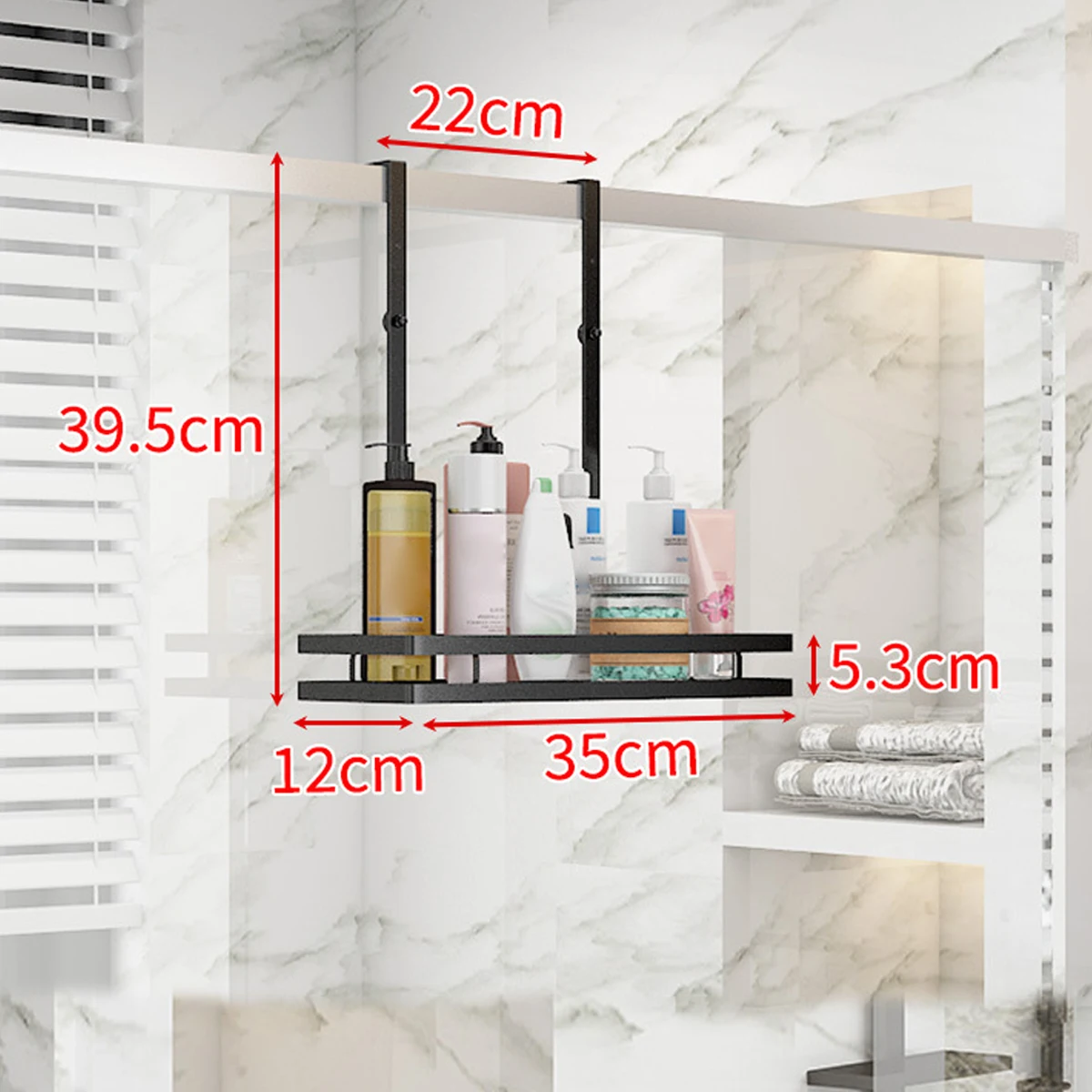 Shower Caddy Hanging Shelf with Hooks Suction Cups Stainless Steel Hanging Door Shower Rack Rustproof Hanging Shower Caddy Rack