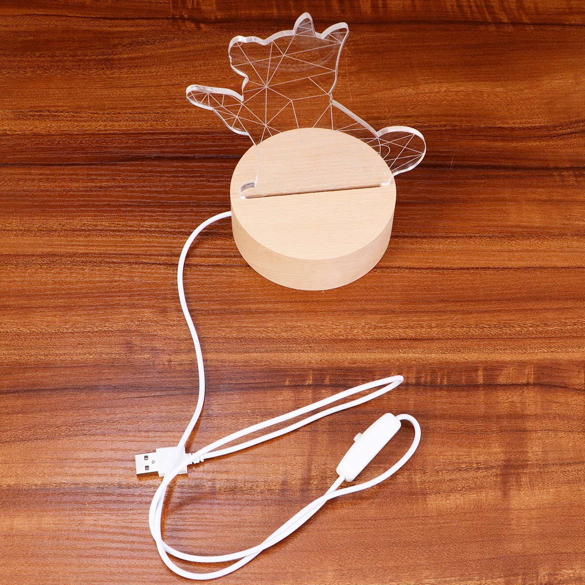 

Solid Wood Night Light 3D Vision USB Acrylic Panel Lamp Cartoon Shape Kids Room Decor Low Power LED Energy Saving Home