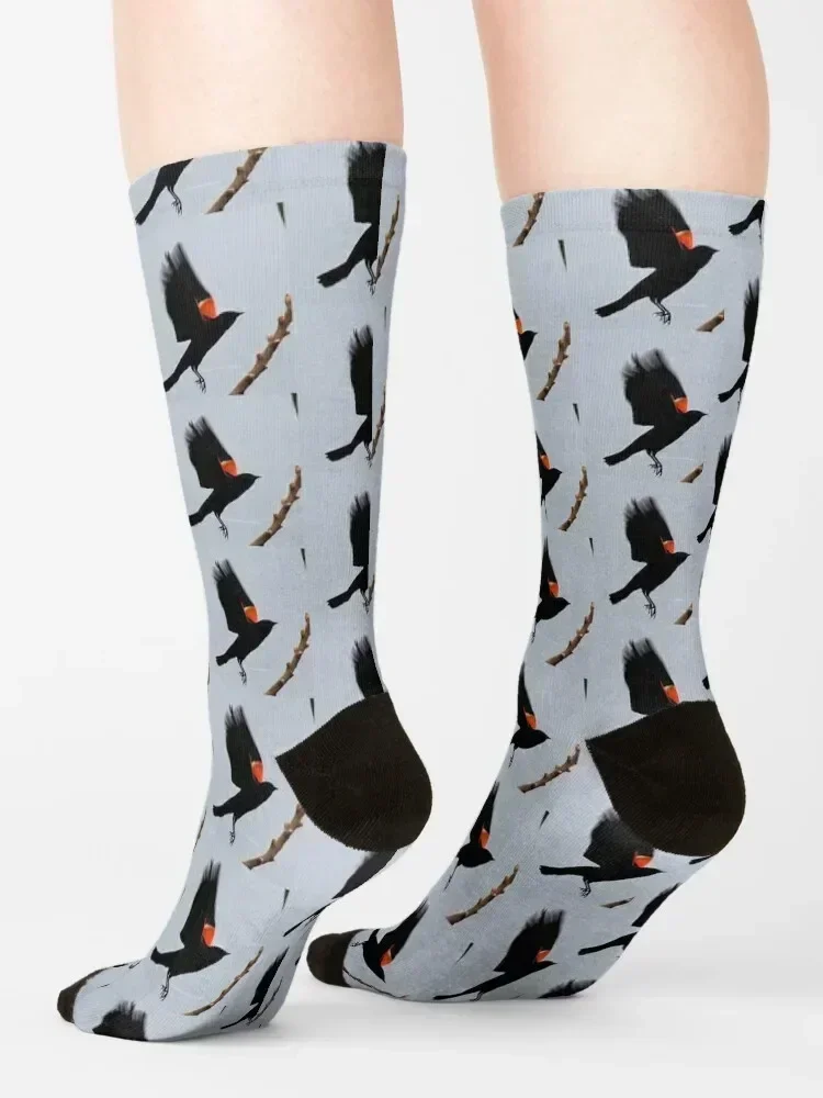 Fly high, dear Red winged blackbird By Yannis Lobaina Socks heated christmas stocking hip hop Stockings Socks Men's Women's