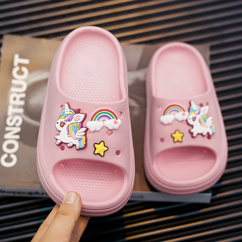 Süße Kinder Schuhe Mädchen Pantoffel rosa Cartoon Strand Flip Flop lässig Indoor Haus Schuhe Sommer Mädchen Hausschuhe