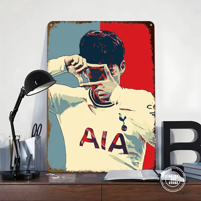 Son Heung Min Printed Poster Customized Wall Art Retro Vintage Metal Tin Signs for Home Bedroom Decoration Gaming Desk Decor