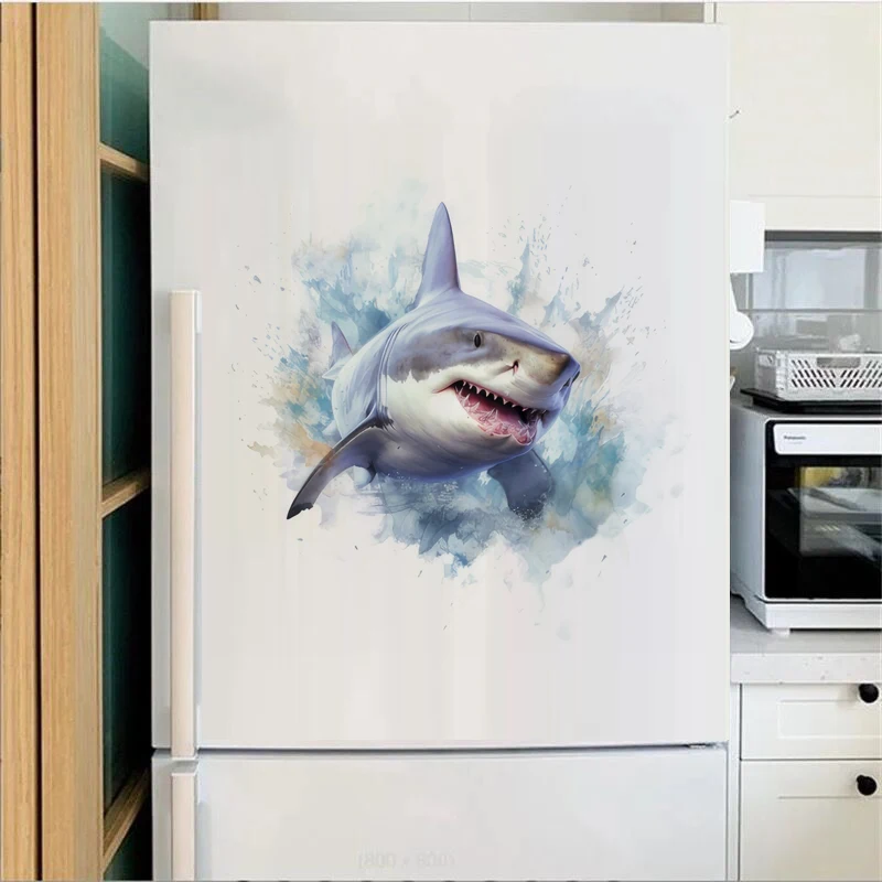 C94#Ferocious Shark Wall Stickers Children\'s Room Background Home Decoration Mural Living Room Wallpaper Funny Decals