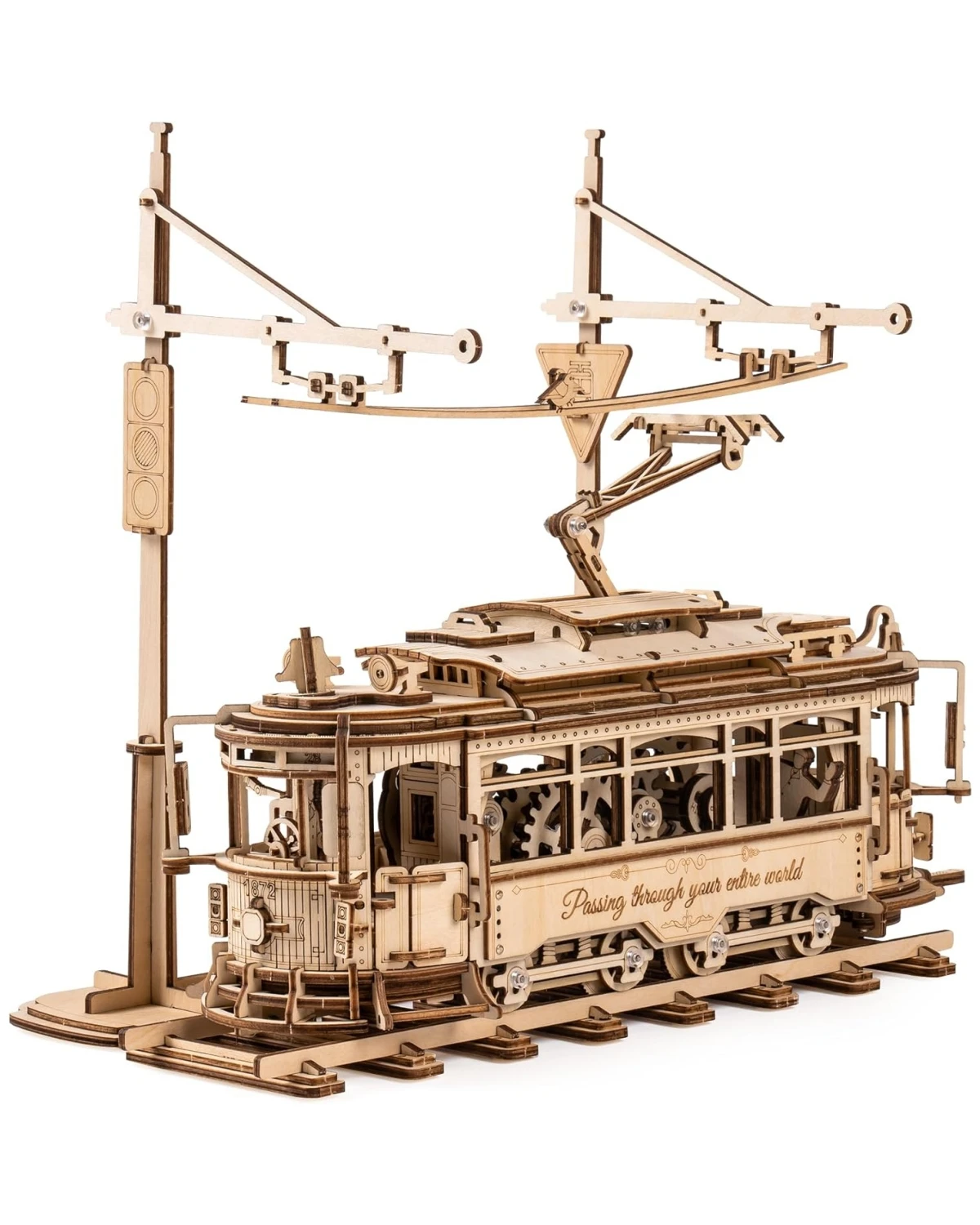 

ROKR Classic City Tram 3D Wooden Model Kit – 1:24 Scale Lisbon Tram No. 28, Spring-Powered, Adult Home Decor Collectible