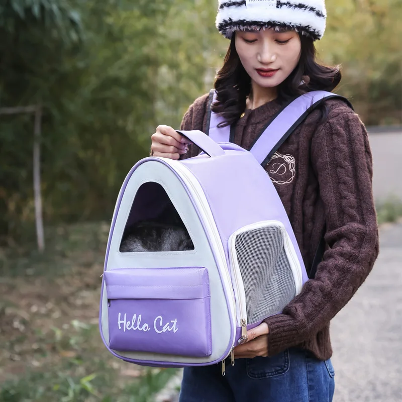 25X35X40CM See-through Double Shoulder Cat Backpack Portable Breathable Cat Backpack Travel Pet Bag Pet Carrying Bag Supplies