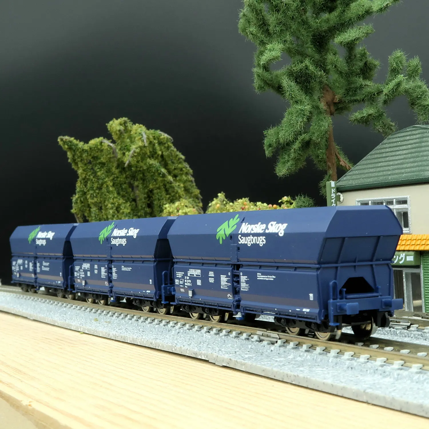 플레시만 N 타입 1/160 기차 모델 6660089 오픈 카 다크 블루 페인트 3섹션 기차 세트 소년 장난감 선물