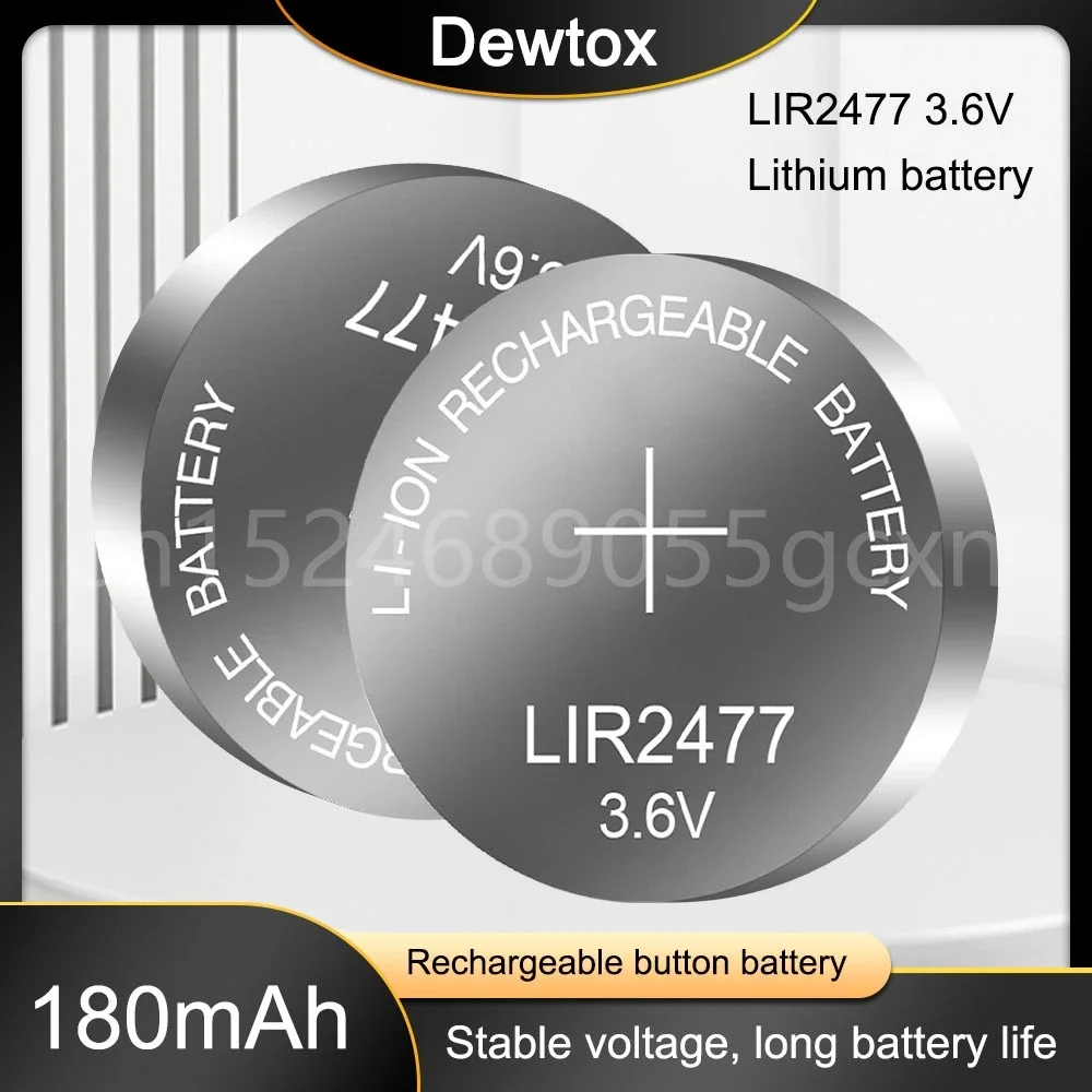 3,6 В перезаряжаемая батарея LIR2477 200 мАч литиевая батарея типа «таблетка» для часов, планшетов, весов, ключей от машины
