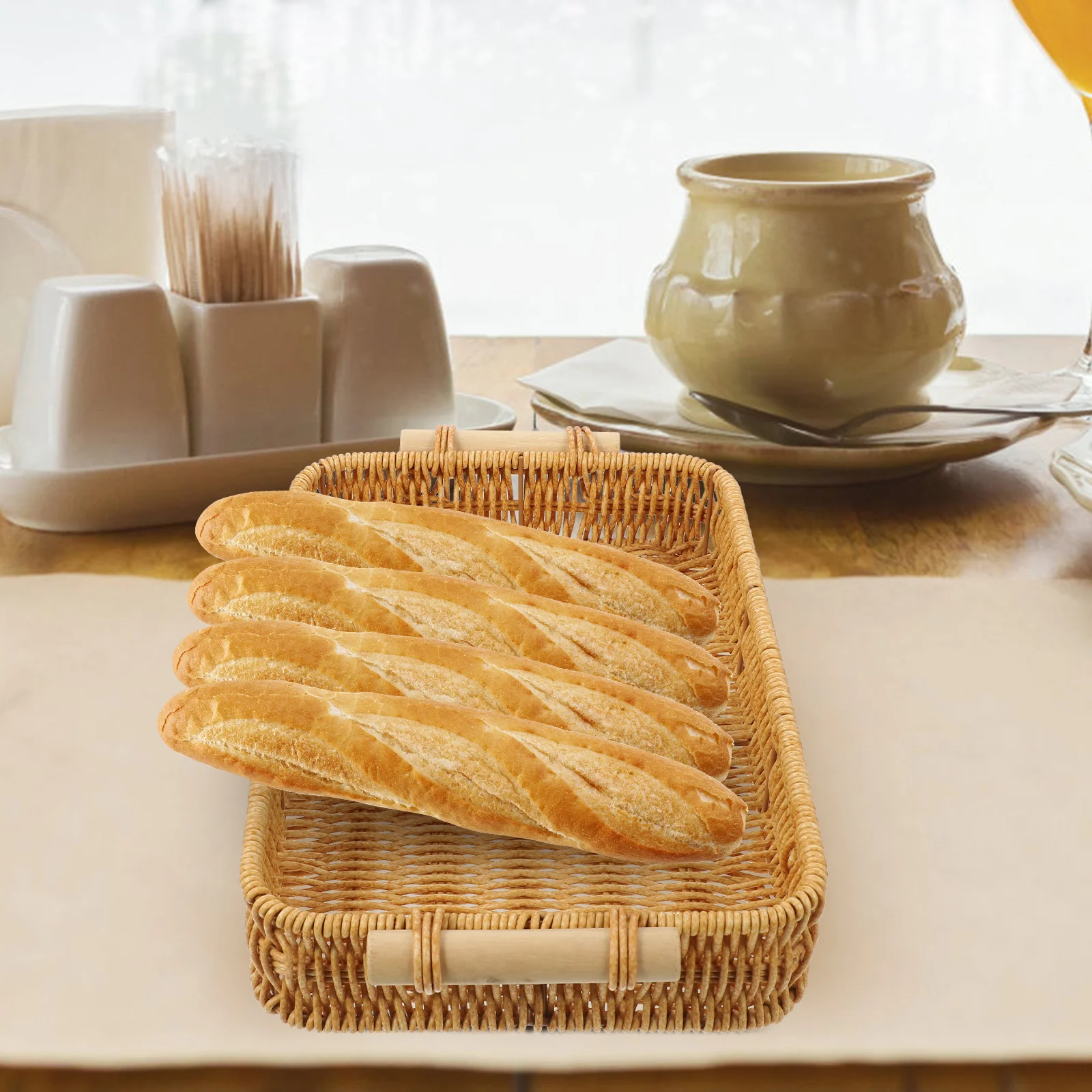 

Rattan Storage Baskets Woven Bread Baskets for Kitchen Home Office Snacks Cosmetics Serving Tray Food Display Vegetable Trays
