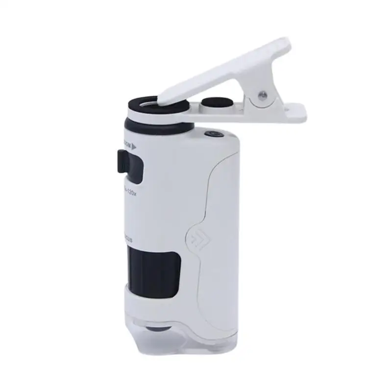 Jewelry Inspection LED Microscope Viewer with Phone Clip, 60X-120X Handheld for Antique Observation, Texture Review, D2RD