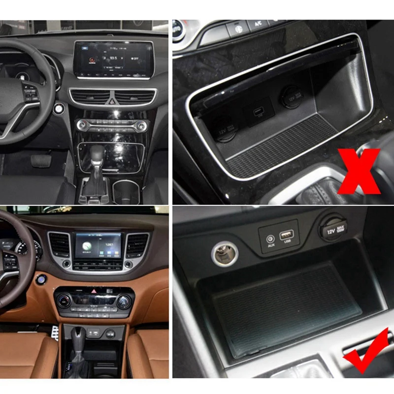 Carregador sem fio do carro para Hyundai Tucson, 2015-2018, 15W, carregamento rápido do telefone, tapete de placa, acessórios de substituição interior