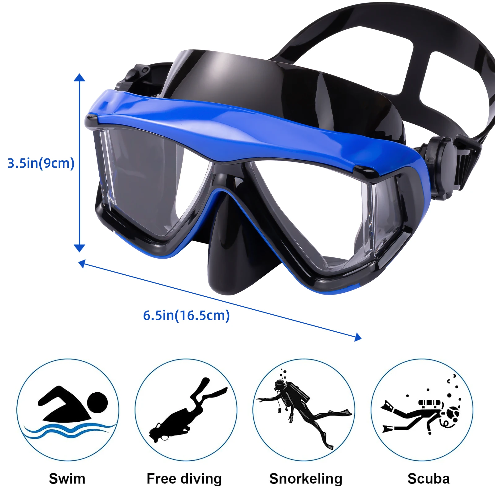 TUDIVING-Adults Diving Mask Professional Anti-Fog Anti-Leak Swim Goggles Masks for Scuba Diving Snorkeling Swimming Free Diving