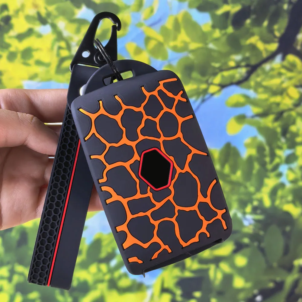Fashion Crack Card Key Cover With Keychain For Renault Clio 4 5 Arkana Captur Megane Kadjar Dacia Duster Sandero