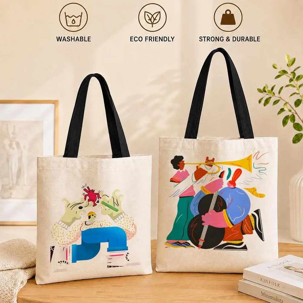 Artist P-Peve A-Azevedo Storage Bags Women Canvas Tote Bag Large Capacity Reusable Shoulder Shopper Bag