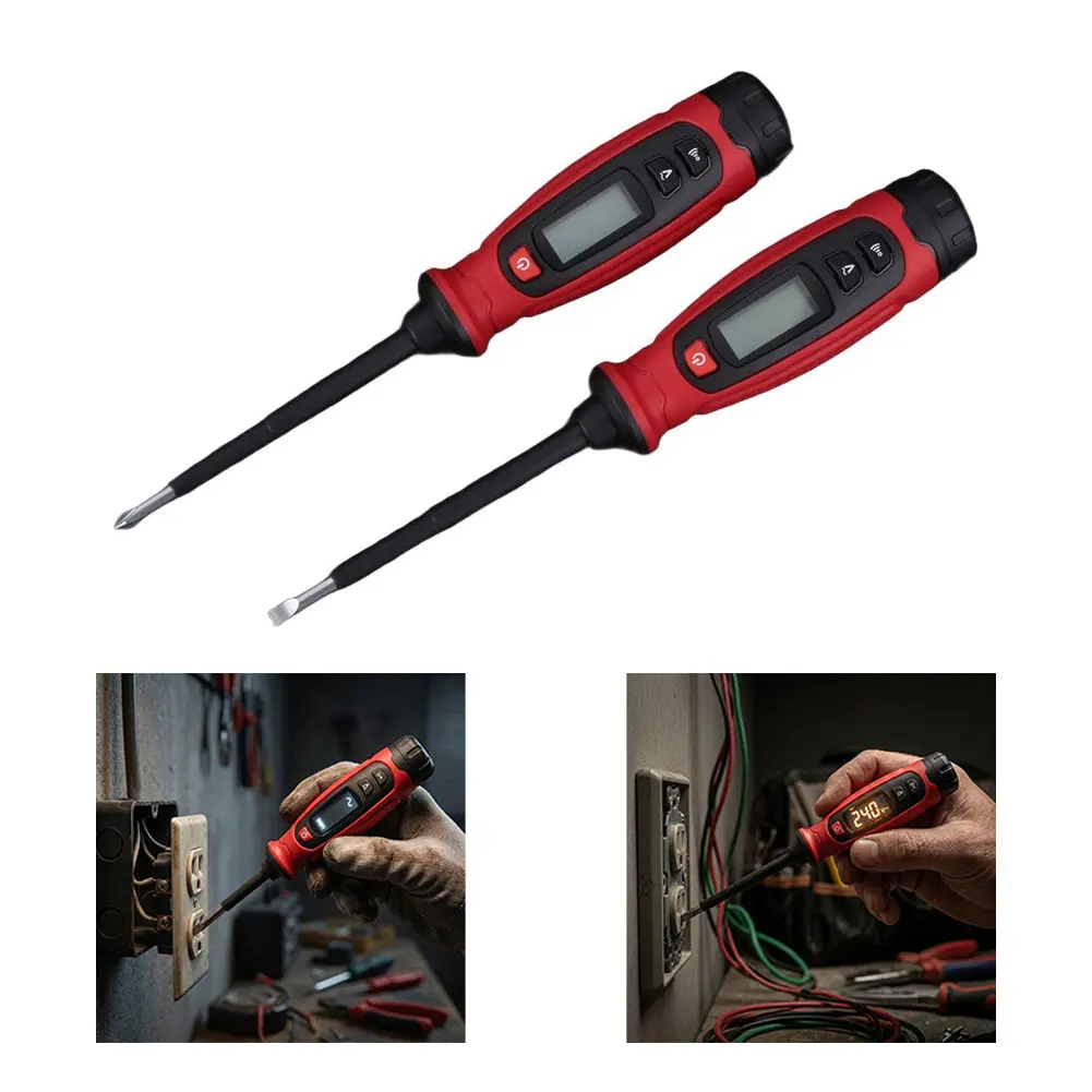 HT95B Digital Voltage Tester Pen Non-Contact NCV LCD Display 3V-500V AC Live Null Wire Identification Screwdriver Tool