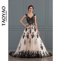 New Ball-Gown Wedding Dress V-Neck Bride Dresses Court Train Lace Tulle Elegant And Pretty Women's Dresses Vestidos Para Mujer