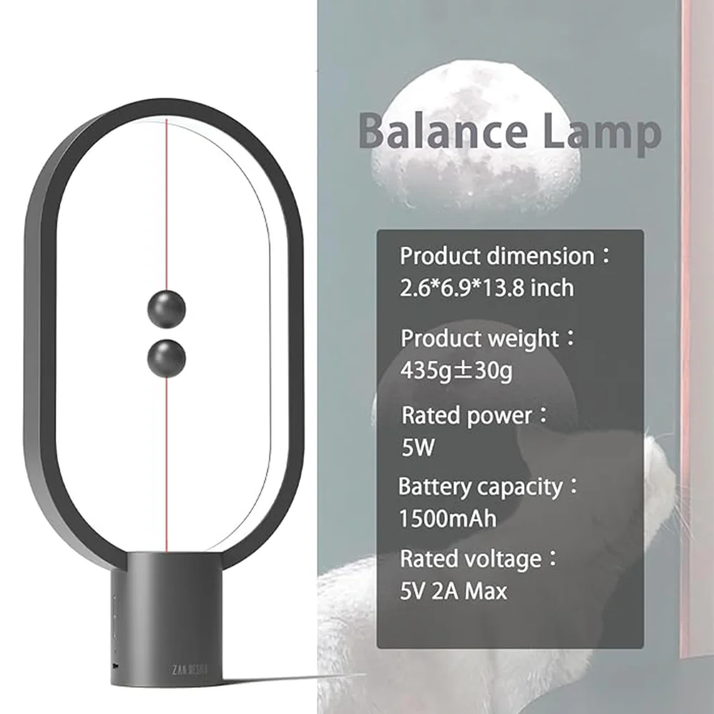 Imagem -02 - Equilíbrio Criativo Lâmpada Led Alimentado por Usb Interruptor Magnético de Luz Proteção para os Olhos Regulável