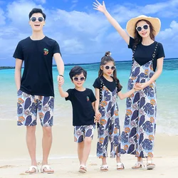 Family Set Clothing Summer New Mother and Daughter Beach Dresses Dad Son Matching T-shirt and Shorts Holiday Couple Clothing