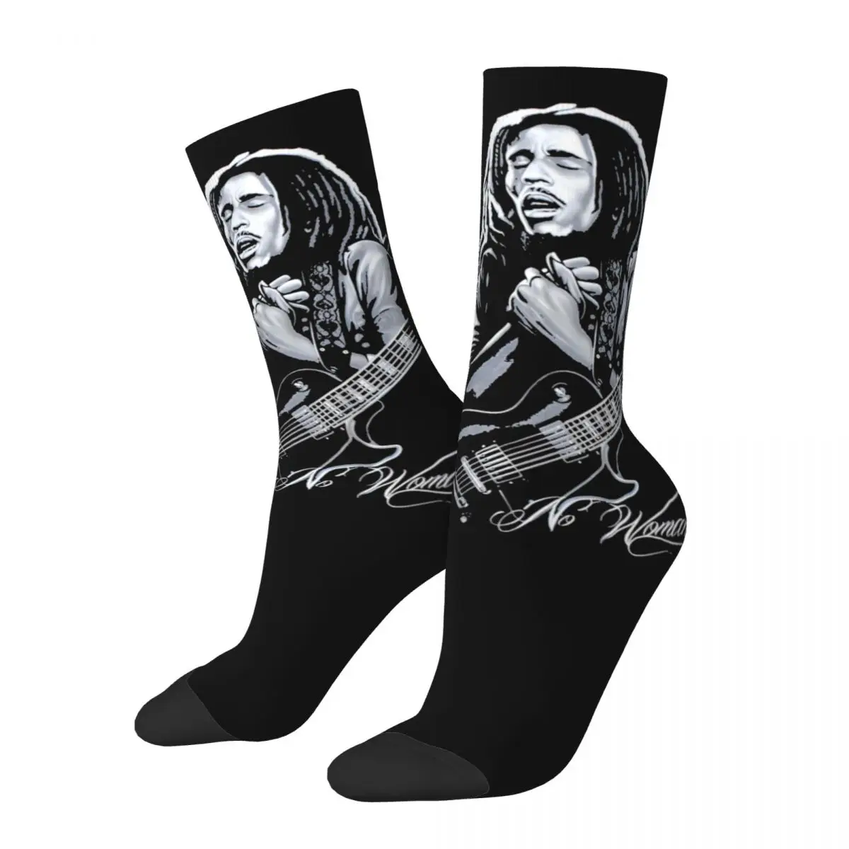 

Retro Bob-Marley Jamaican Reggae Soccer Socks Music Polyester Crew Socks for Unisex Non-slip