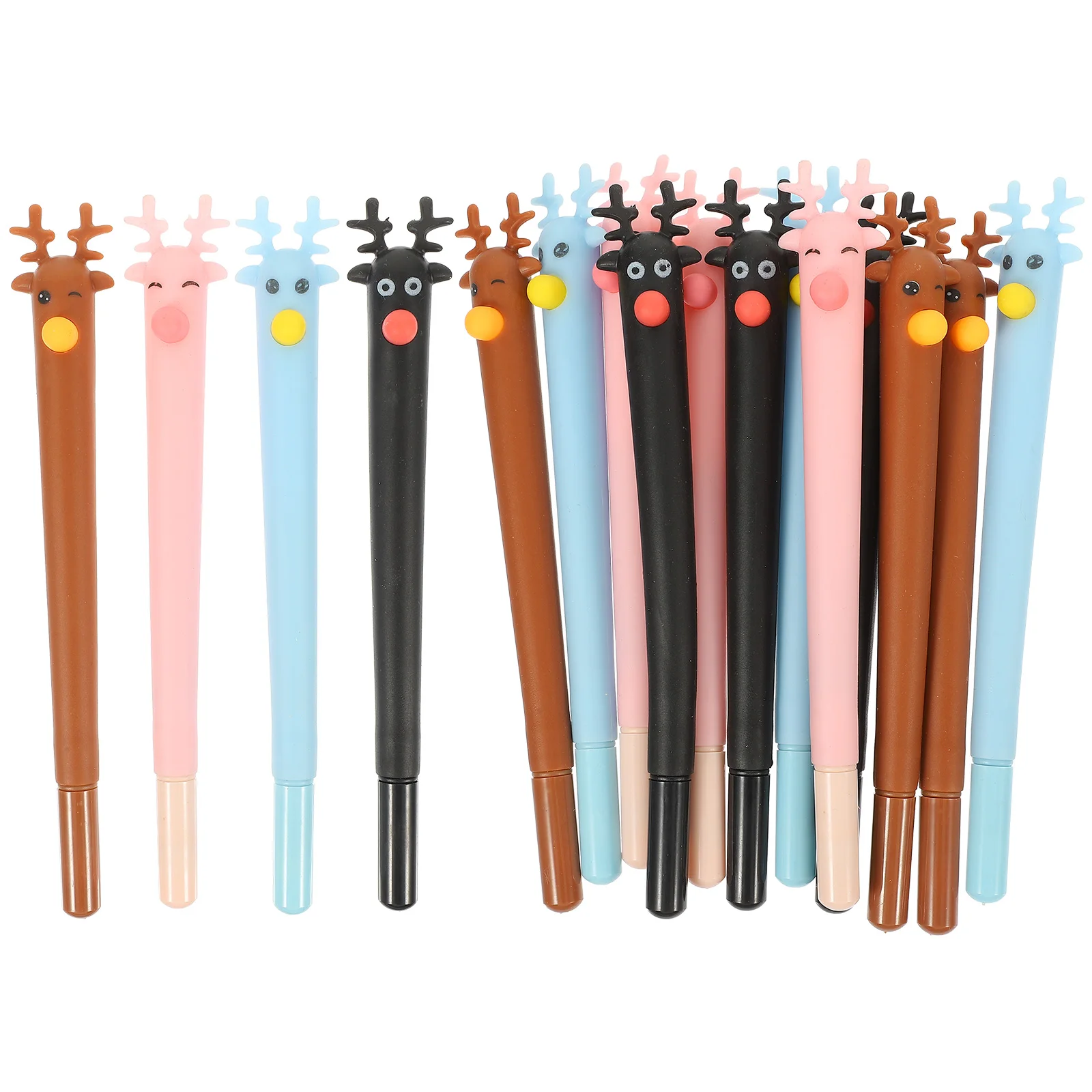 

16pcs Deer Shaped Ballpoint Blue Ink Mini Cartoon Pen For Kids Students Office School Smooth Writing Plastic Creative Pen