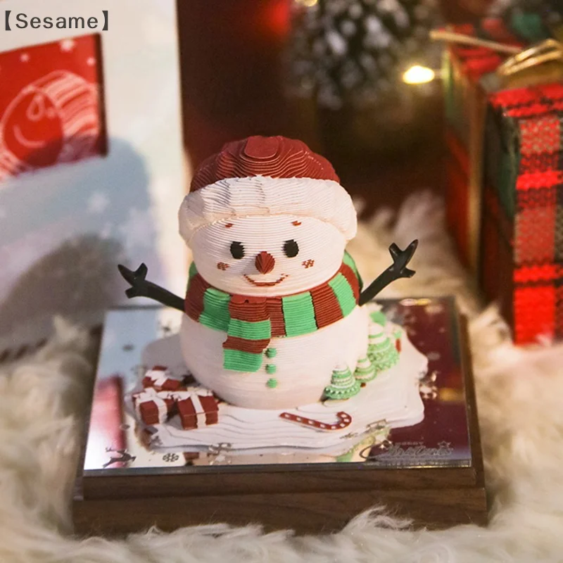 

〔Sesame〕Time Piece Calendar 2026 Desk Calendar With LED Light 3D Tear-away Calendar Paper Carving Art Memo Pad Notepad Gift