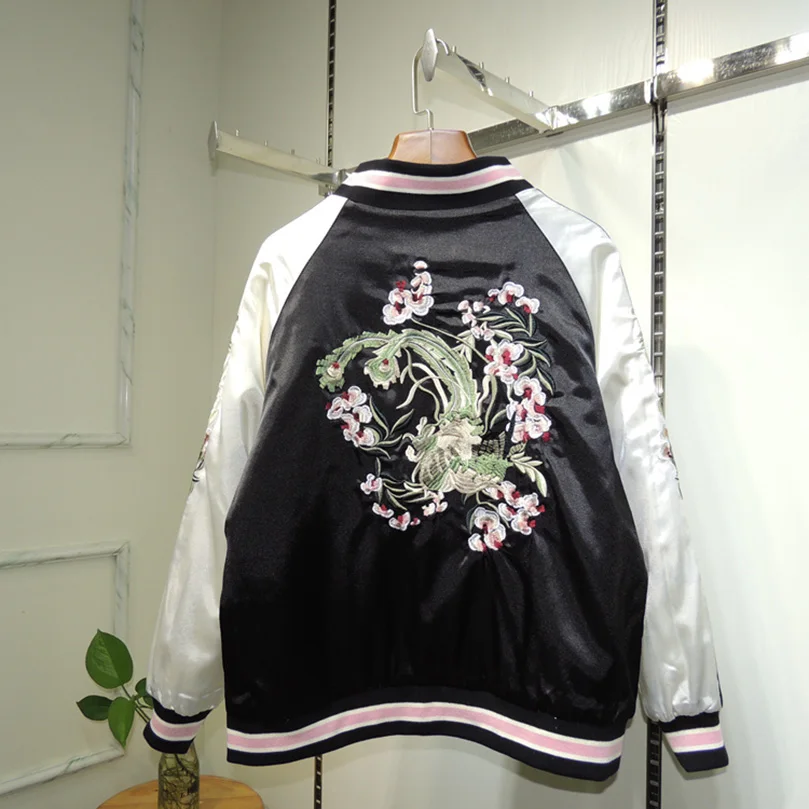Sukajan femmes printemps pilote veste broderie Baseball Floral Bomber vestes 2 côtés portable américain femme filles manteau 2025 Z1
