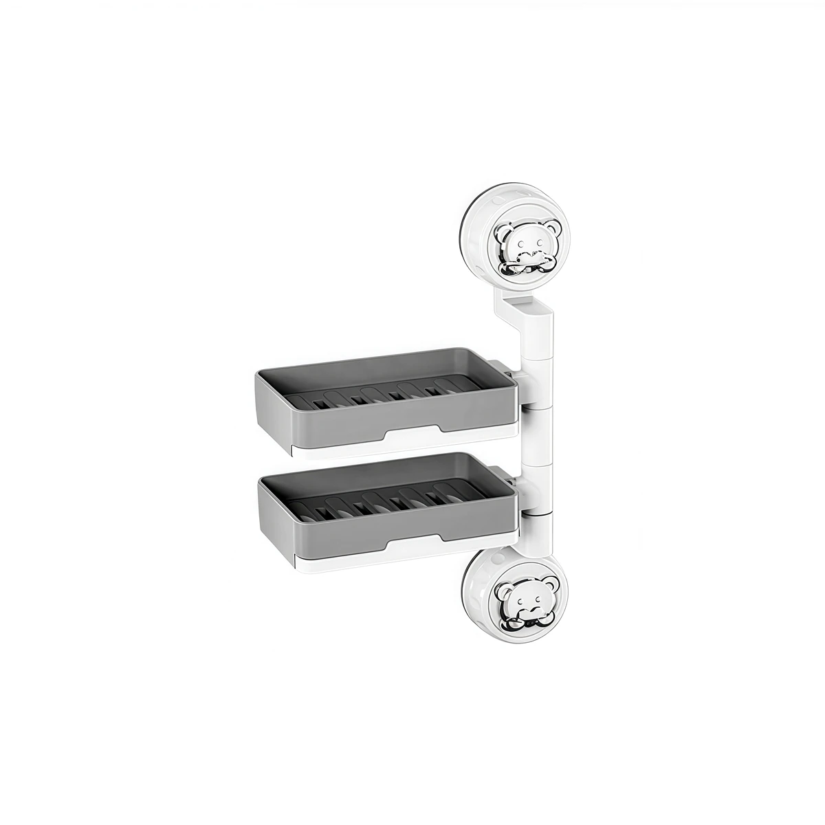 

Bathroom Organization Grey White Rotatable Tray Washable Soap Tray Deep Grooves For Drying Tool-Free Setup Washable Design