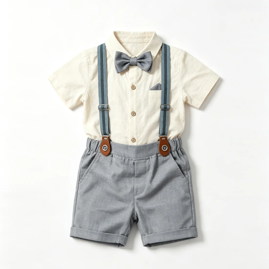 Baby Boy Suit Set Baptism - بدلة رسمية للأطفال الذكور من الكتان،