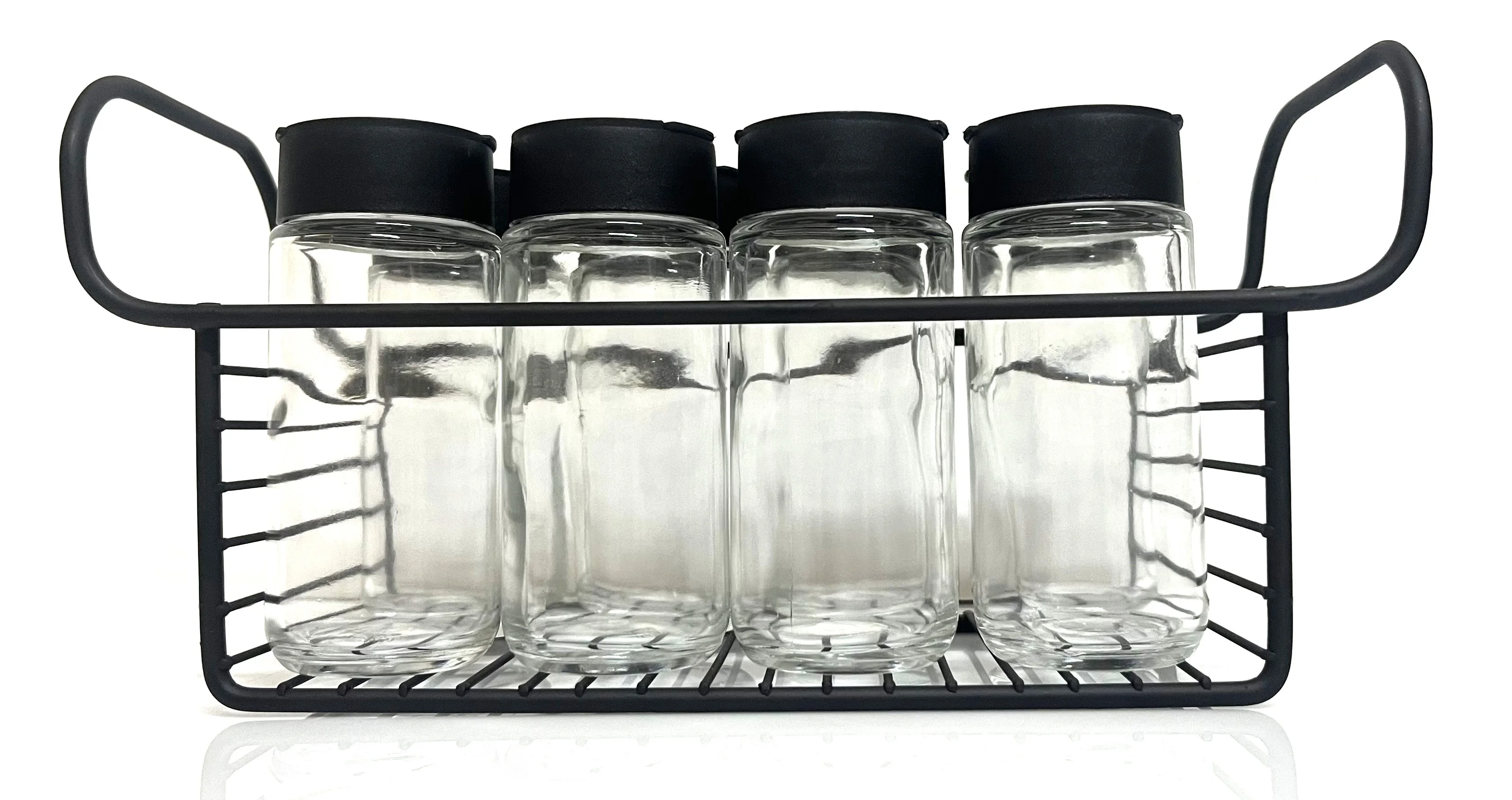 Seasoning Door Condiment 8 Pots Glass Dizing Lid Support Black Organization Kitchen