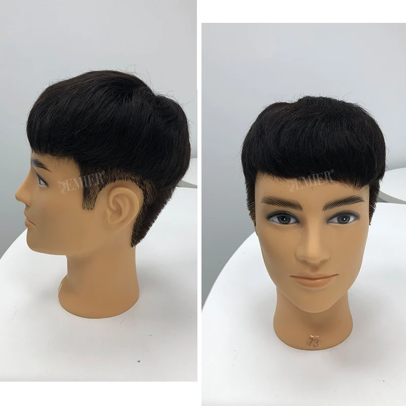 호주 Toupee 남성용 레이스 PU 베이스 가발, 남성용 모발 보형물, 통기성 가발, 인모 교체 시스템