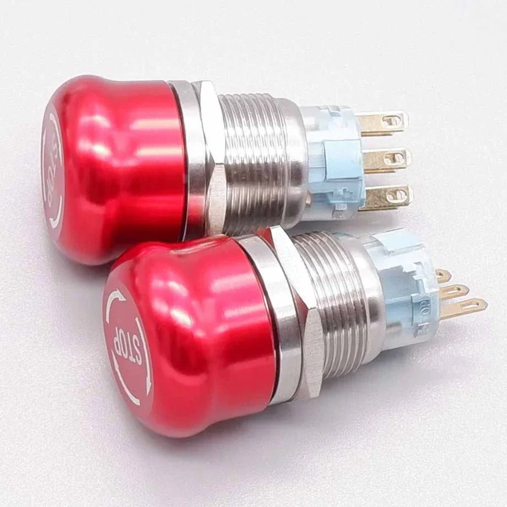 

19mm Metal Mushroom Push Button Emergency Stop Button Switch With Arrow Knob Rotary Switch Waterproof Level IP66 1NO1NC 2NO2NC