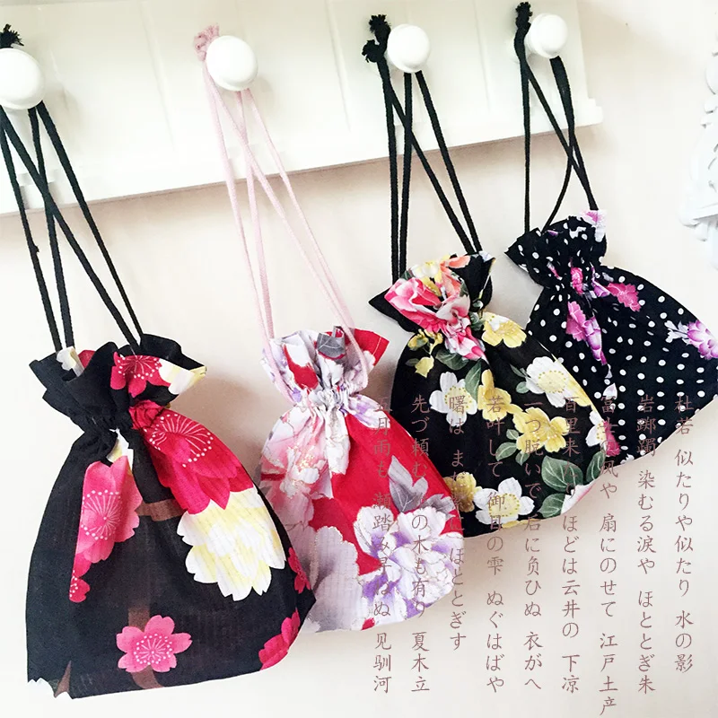 Japanese Kimono Yukata Special Towel With Bag Wabi-sabi Bag Storage Coin Bag Cell Phone Storage Handbag