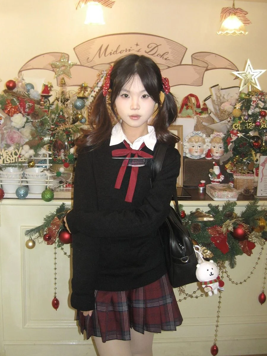 

Комплект Cisas JK: свитер и юбка в клетку, или топ для накладки на юбку, красный гингем, плиссированная юбка, нарядный костюм