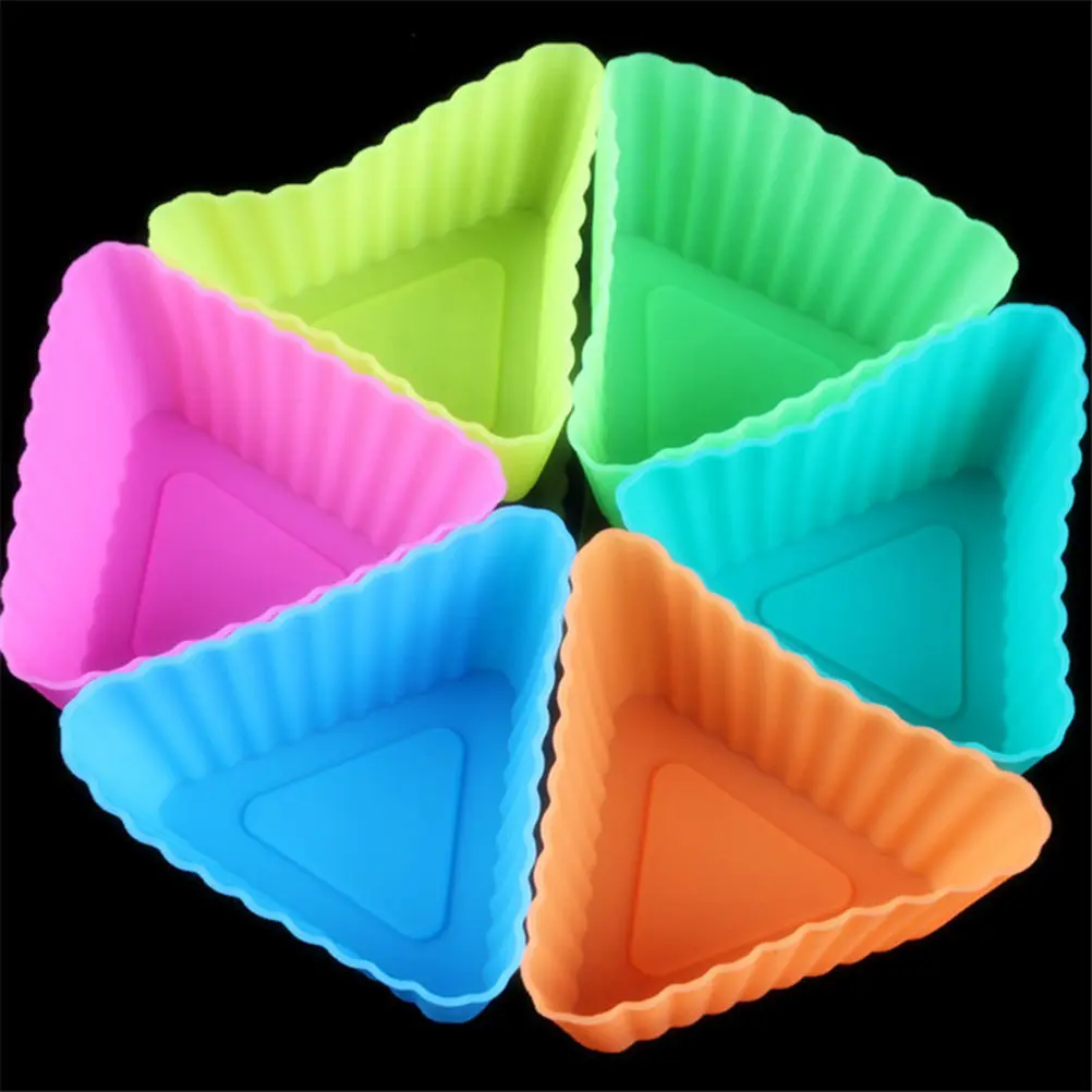 Silicone Mini Triangle Cake Mold Reusable Muffin Cupcake Liners Random Color Food Grade Baking Tool Fondant Chocolate Mousse