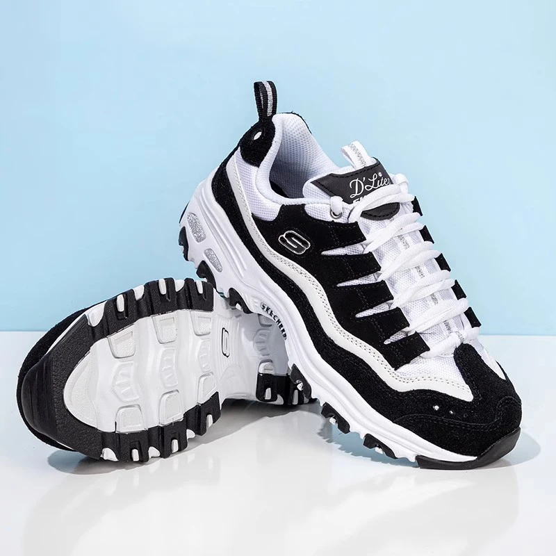 Skechers Women's sneakers Fashion Casual shoes Retro shock-absorbing Panda shoes